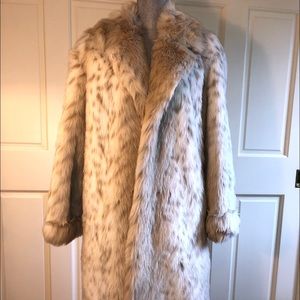 Dennis Basso faux fur full length coat size small